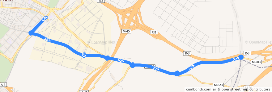 Mapa del recorrido Bus SE718: Puerta de Arganda - Cañada Real de la línea  en 馬德里.