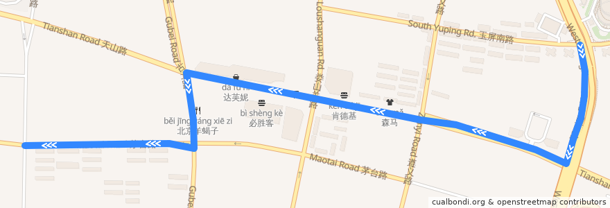 Mapa del recorrido 519路 中山公园-航华新村 de la línea  en شانگهای.