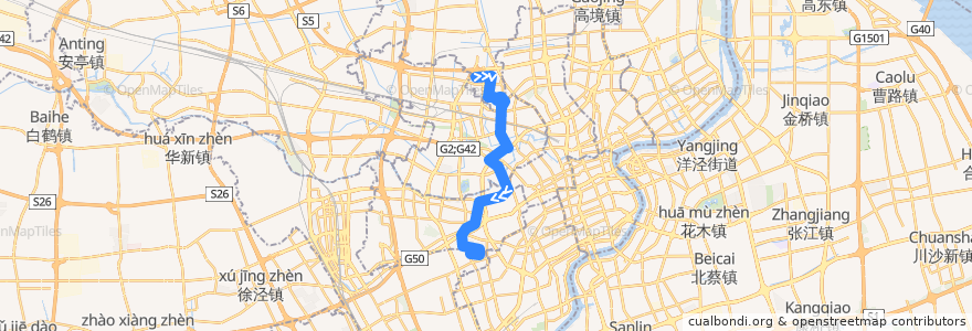 Mapa del recorrido 737路 大华新村(行知路)-振宏新村(伊犁南路) de la línea  en 上海市.