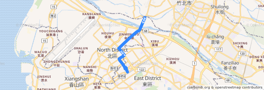 Mapa del recorrido 12 莊厝→總站 de la línea  en Hsinchu.
