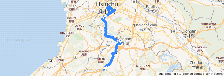 Mapa del recorrido 5603 新城→新竹 de la línea  en Taiwan maritime boundary.