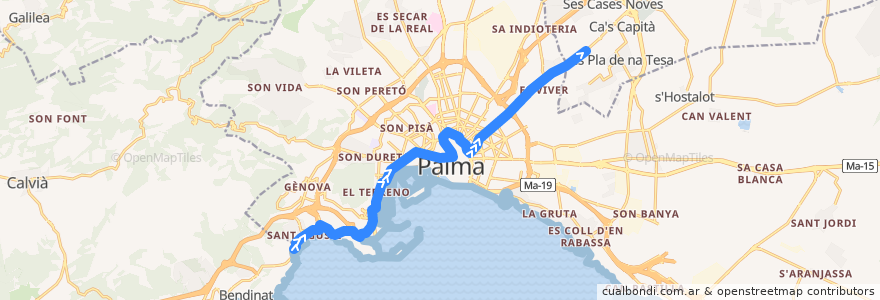 Mapa del recorrido Bus 3: Carretera d'Andratx → Es Pont d'Inca de la línea  en Balearische Inseln.