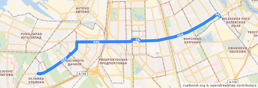Mapa del recorrido Троллейбус № 29: ж/д станция «Сортировочная» => улица Солдата Корзуна de la línea  en Санкт-Петербург.