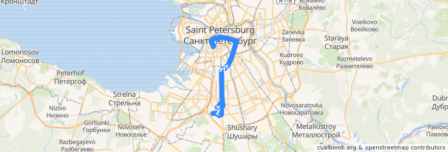 Mapa del recorrido Автобус № 3: улица Костюшко => Театральная площадь de la línea  en Санкт-Петербург.