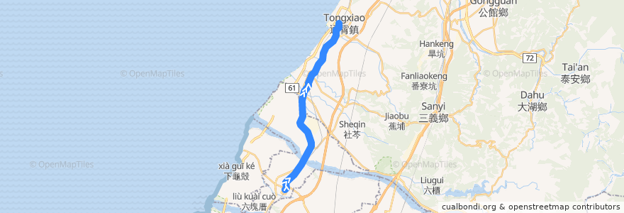 Mapa del recorrido 6354 通霄→大甲 de la línea  en Taiwan maritime boundary.