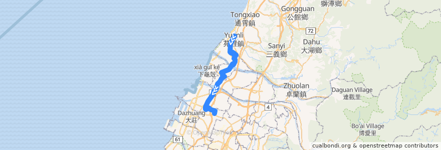 Mapa del recorrido 97路 (往臺中國際機場_往程) de la línea  en Taichung.