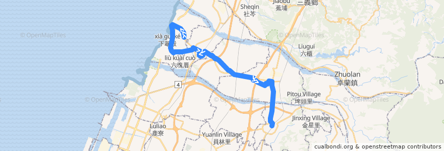 Mapa del recorrido 92路 (往豐原車站_返程) de la línea  en Taichung.