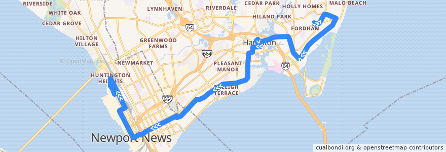 Mapa del recorrido HRT Route 403 de la línea  en Virjinya.