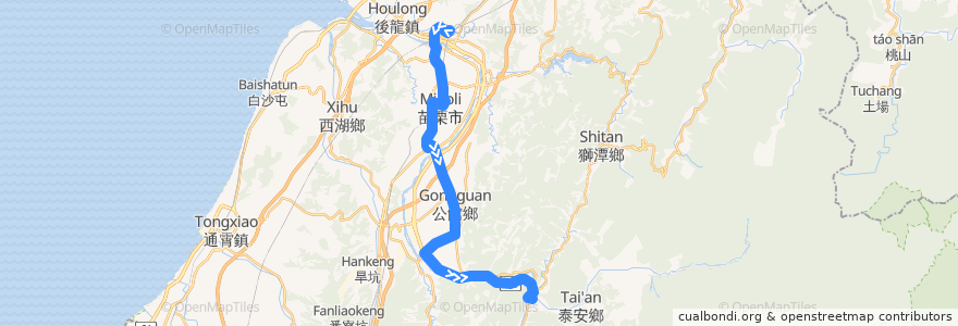 Mapa del recorrido 101B 雪霸國家公園管理處→高鐵苗栗站 de la línea  en 苗栗縣.