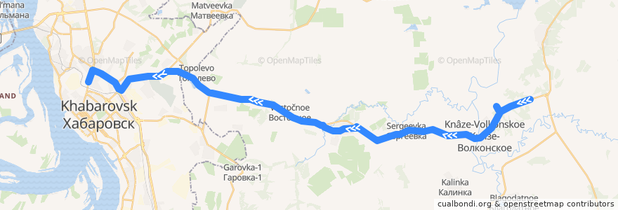 Mapa del recorrido Автобус 101П: Князе-Волконское - Автовокзал de la línea  en Territorio di Chabarovsk.
