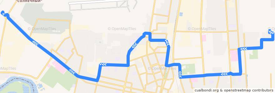 Mapa del recorrido Автобус №4: Микрорайон "Губернский" => гипермаркет "Лента" (ул. Западный Обход) de la línea  en городской округ Краснодар.
