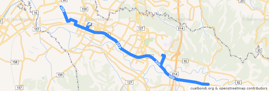 Mapa del recorrido 周西線（下り・大和田陸橋下発） de la línea  en Kimitsu.