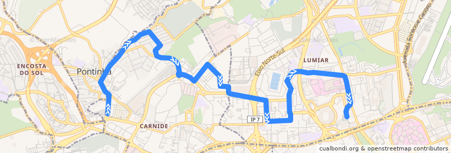 Mapa del recorrido Bus 747: Pontinha (Metro) → Campo Grande (Metro) de la línea  en 里斯本.