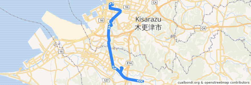 Mapa del recorrido 三島線（上り） de la línea  en 千叶县.