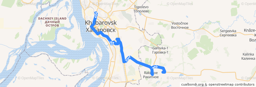 Mapa del recorrido Автобус 129: Автовокзал - поселок Гаровка 2 de la línea  en Krai de Jabárovsk.