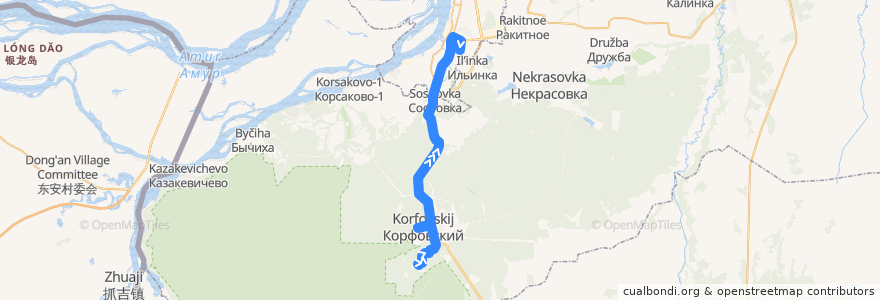 Mapa del recorrido Автобус 109: Военный городок - Индустриальный посёлок de la línea  en 哈巴罗夫斯克边疆区.