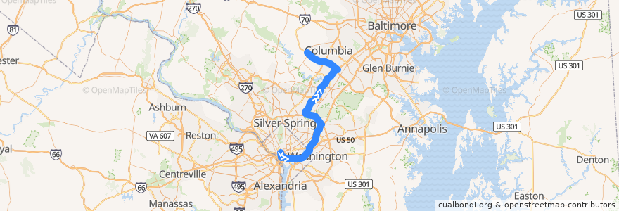 Mapa del recorrido Commuter Bus 335: Columbia de la línea  en Соединённые Штаты Америки.