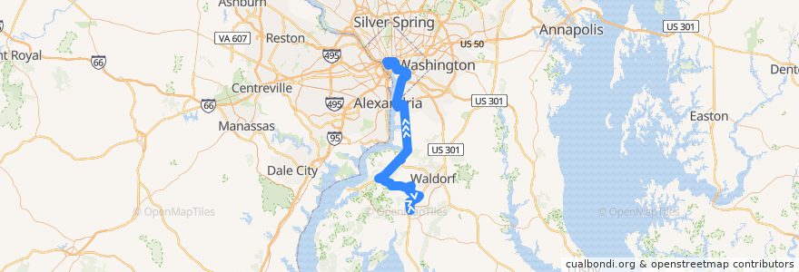 Mapa del recorrido Commuter Bus 650: Washington, D.C. de la línea  en ایالات متحده آمریکا.