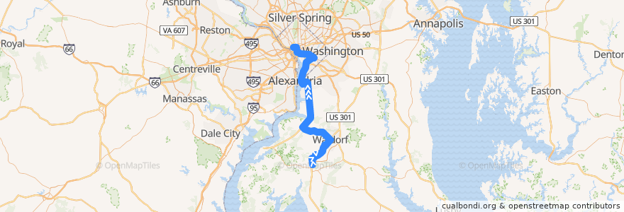 Mapa del recorrido Commuter Bus 630: Washington, D.C. (trips 2;4;6;8) de la línea  en Amerika Syarikat.