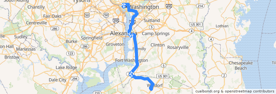 Mapa del recorrido Commuter Bus 620: Waldorf (trips 14-25) de la línea  en Amerika Syarikat.