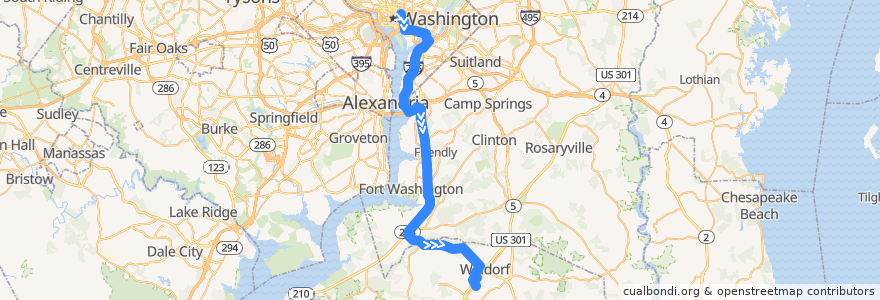 Mapa del recorrido Commuter Bus 610: Waldorf de la línea  en アメリカ合衆国.