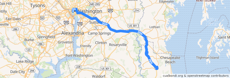 Mapa del recorrido Commuter Bus 830: Sunderland/Dunkirk de la línea  en United States.
