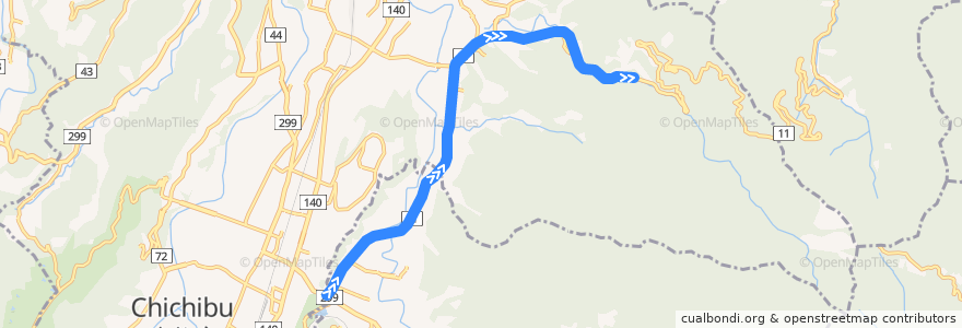 Mapa del recorrido 定峰線 de la línea  en 사이타마현.