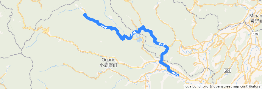 Mapa del recorrido 倉尾線 de la línea  en 埼玉县.