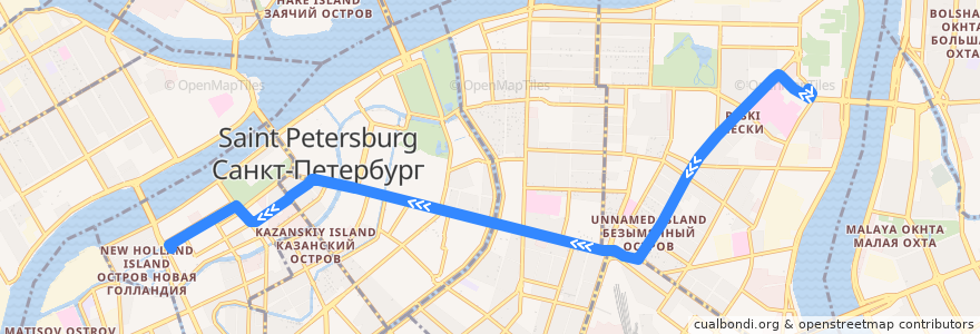Mapa del recorrido Троллейбус № 5: Тульская улица => площадь Труда de la línea  en サンクト ペテルブルク.