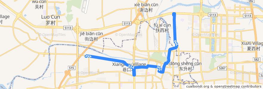 Mapa del recorrido 108路(绿地未来城-俊怡花园) de la línea  en Chancheng.
