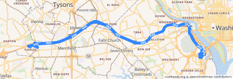 Mapa del recorrido Fairfax Connector Route 698 Vienna-Pentagon de la línea  en فيرجينيا.