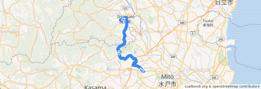 Mapa del recorrido 茨城交通バス42系統 赤塚駅⇒済生会病院・開江⇒桜ノ牧高常北校 de la línea  en 茨城県.