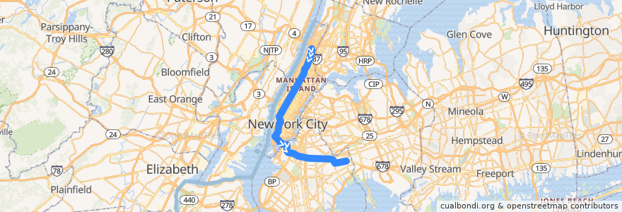 Mapa del recorrido NYCS - C Train: 168th Street → Euclid Avenue de la línea  en نیویورک.