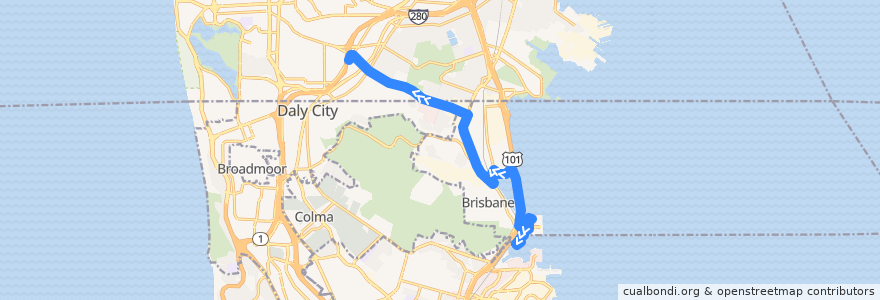 Mapa del recorrido Sierra Point Shuttle: Sierra Point => Balboa Park (evenings) de la línea  en Kalifornien.