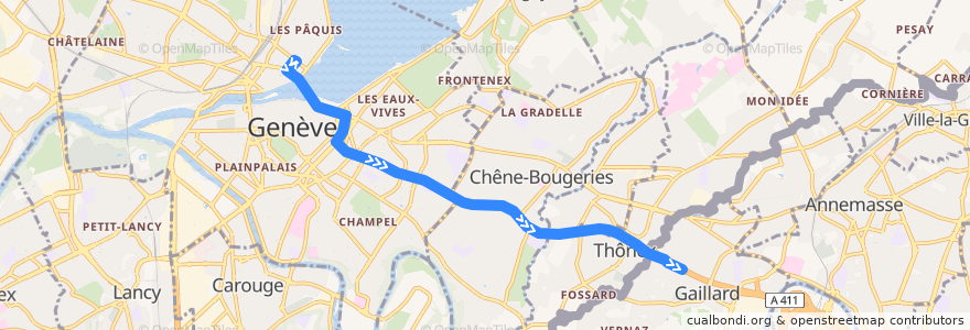 Mapa del recorrido Flixbus 507: Genf, Internationaler Busbahnhof => Rimini, Centro Studi de la línea  en Genève.