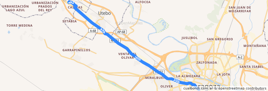 Mapa del recorrido Bus 603: Casetas => Zaragoza de la línea  en Zaragoza.