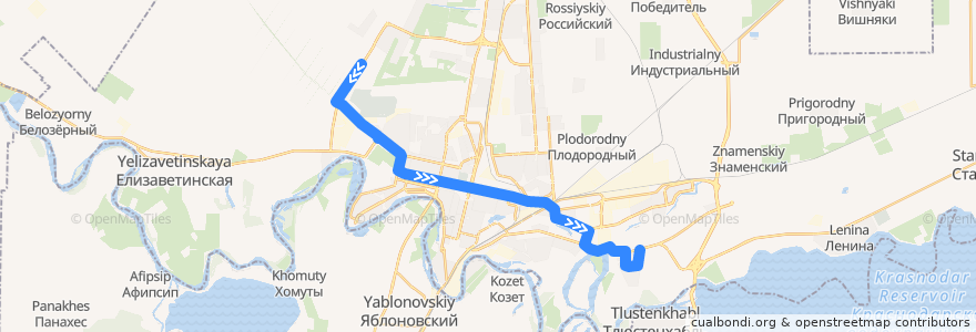 Mapa del recorrido Автобус №34: Жилой Комплекс "Спортивная деревня" => ул. им. Дмитрия Благоева de la línea  en городской округ Краснодар.