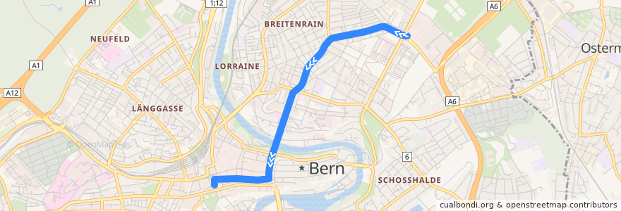 Mapa del recorrido Bus 9b: Bern Guisanplatz Expo => Bern Bahnhof de la línea  en برن.
